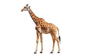 Portrait of a Majestic Giraffe Isolated on a Transparent PNG Background. Generative Ai
