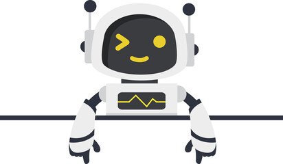 Cute  Ai robot with empty blank white board