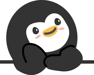 Cute Head Penguin cartoon banner vector
