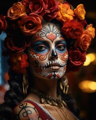 woman halloween costume. day of the dead