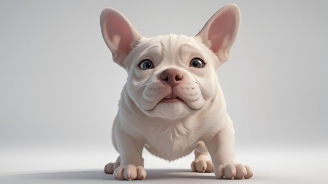 Ai generative 3d render of cute dog on isolated background
