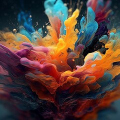 Fototapeta premium Colorful abstract art liquids fire dry 