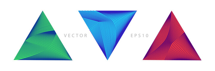 Set of Triangular Graphic Elements. Abstract Geometric Linear Symbols. Vector Flat Illustration.