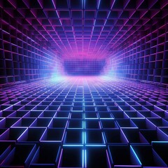 Depth grid box d virtual reality space background 