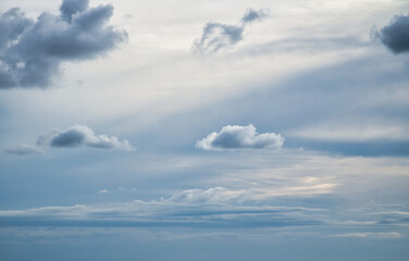 Fototapeta premium Clouds in the sky. Background image template. light cloud cover with soft sunlight