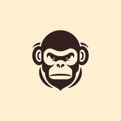 simple brown monkey head wild animal logo vector illustration template design