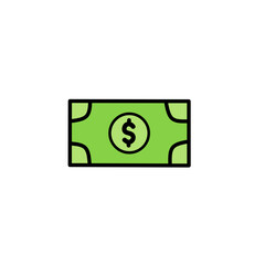 Money or financial vector icon. Dollar coin, money stack, wallet, banknote finance symbols
