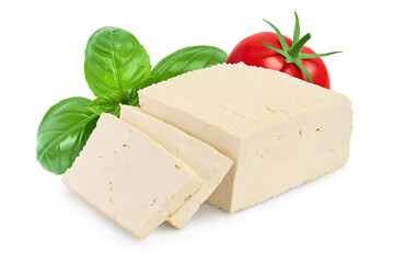 tofu cheese isolated on white background with clipping path and full depth of field,