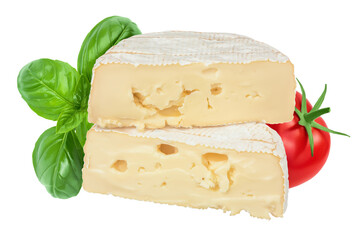 Camembert cheese isolated on white background with clipping path and full depth of field