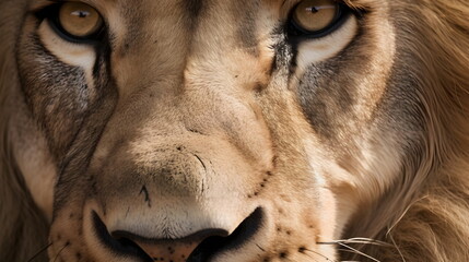 Lion face close up Wild Animal - Generative AI