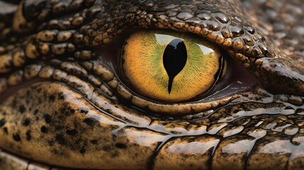 Crocodile Eye Close Up Wild Animal - Generative AI
