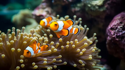 Fototapeta na wymiar Clownfish Wild Animal - Generative AI