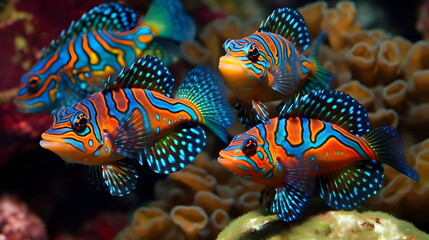 Fototapeta na wymiar Mandarin Fish Wild Animal - Generative AI