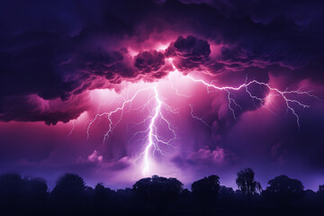 Orage violet au dessus d'une forêt » IA générative