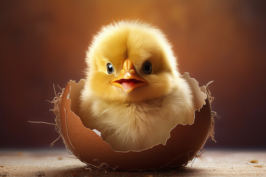Naissance d'un jeune poussin style cartoon &raquo; IA g&eacute;n&eacute;rative