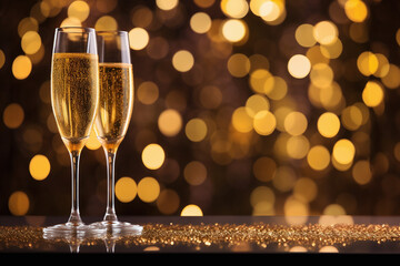 Deux coupes de champagne dans une ambiance de luxe et de fête » IA générative