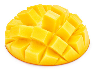 Sliced mango fruit isolated on white background