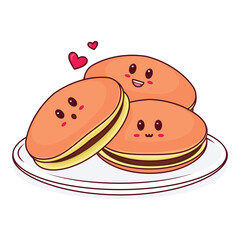 Cute Character of Dorayaki in The Plate
