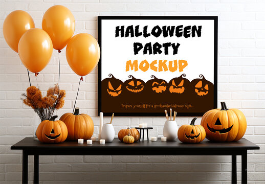 Halloween Party Mockup. Ai Generative