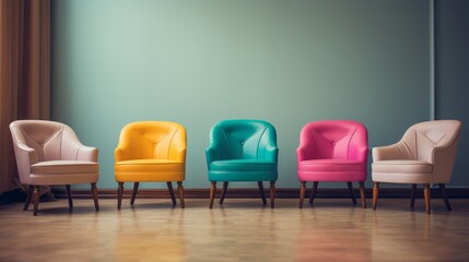 A vibrant row of chairs
