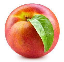 Fresh sweet peach with green