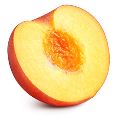 Peach half isolated on white background