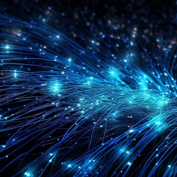 Glowing blue fiber optics background 