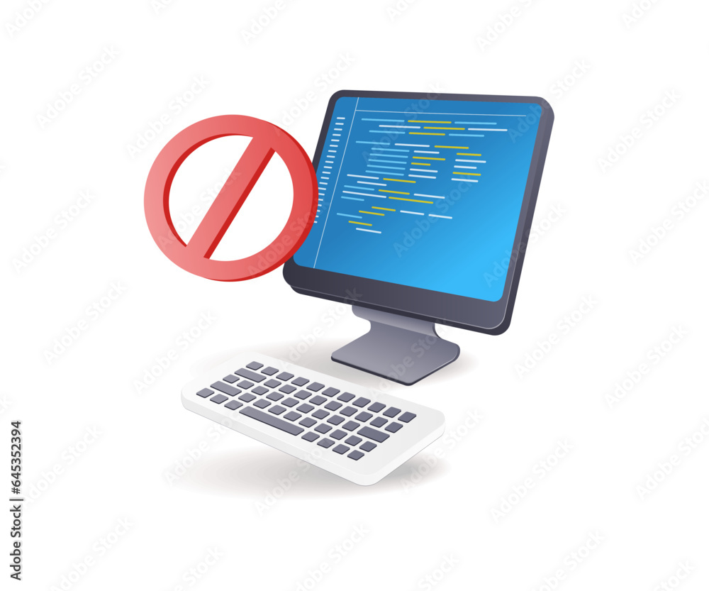 Aufkleber Error computer program warning