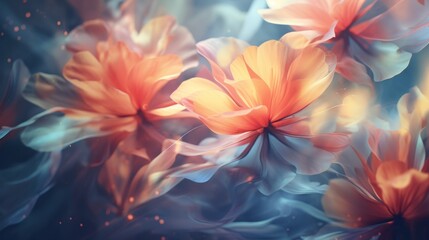 A bouquet of flowers suspended in mid-air