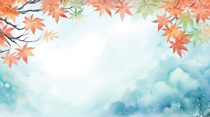 Frame design of maple leaves on the white background