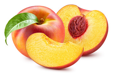 Fresh peach isolated on white background