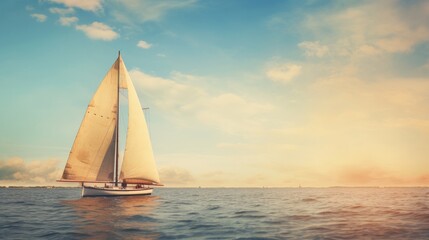 Fototapeta premium A sailboat gliding across the serene waters