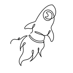 Vector continuous one line Rocket illustration