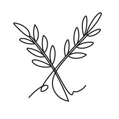 Vector continuous one line Leaves illustration