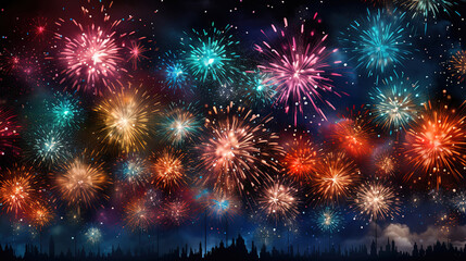 Fototapeta premium Blurred blue new year background. Generative Ai