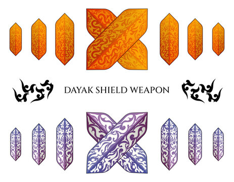 vector of gradient dayak shield weapon borneo culture 