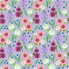 Beautiful blossom blooming flowers floral petal bud season seamless pattern design isolated for fashion, fabric, paper