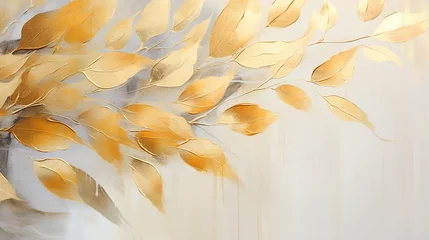 Fotobehang folhas douradas arte luxo abstrato  © Alexandre