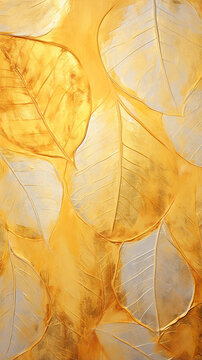 folhas douradas arte luxo abstrato 