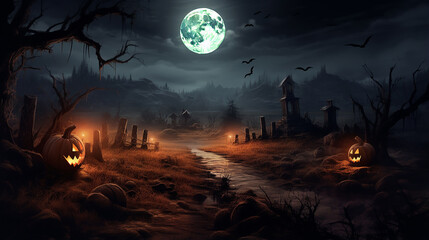 Fototapeta premium Halloween, noite de lua de terror