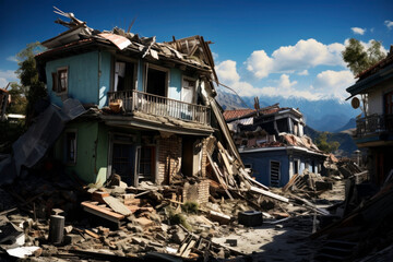 Fototapeta na wymiar City after the earthquake. Generative AI