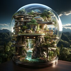 illustration on 3d about future life