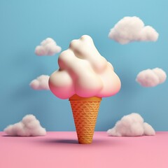 Ice cream cone, backround with clouds