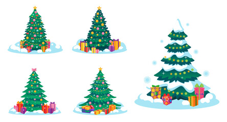 Obraz premium Christmas tree and gifts vector