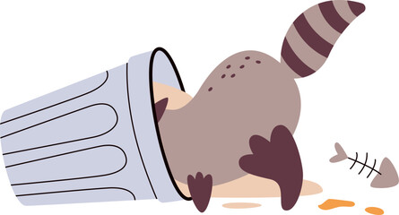Raccoon In Waste Basket