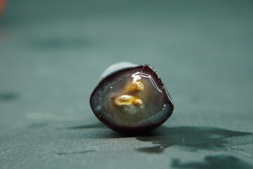 Macro view Tomato slice , Extreme close up shot