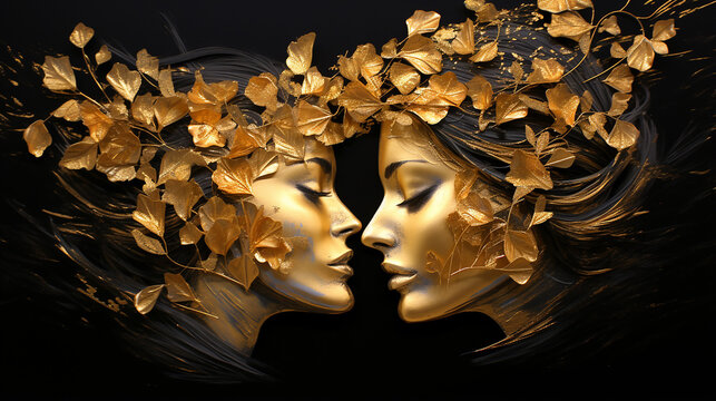 beijo de amor dourado luxo , eternos  namorados 