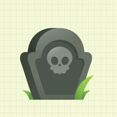 Halloween Gravestone Skull Cute Illustration