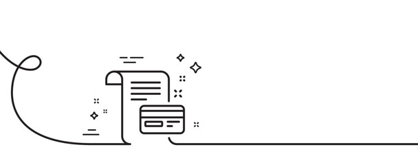 Payment credit card line icon. Continuous one line with curl. Money by mail sign. Agreement conditions symbol. Payment card single outline ribbon. Loop curve pattern. Vector