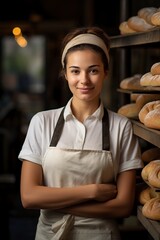 profile of a female baker and shop owner